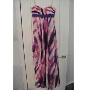 BCBG MACAZRIA Pink/Purple Print Maxi Dress